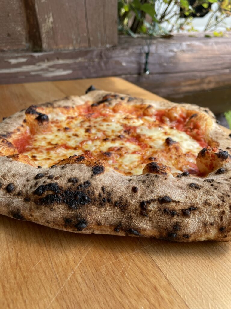 A handmade pizza