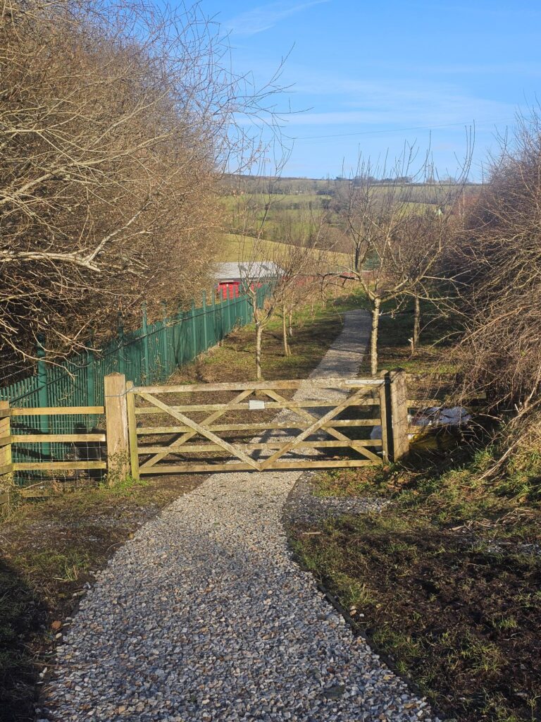 A rural path and wooden gate