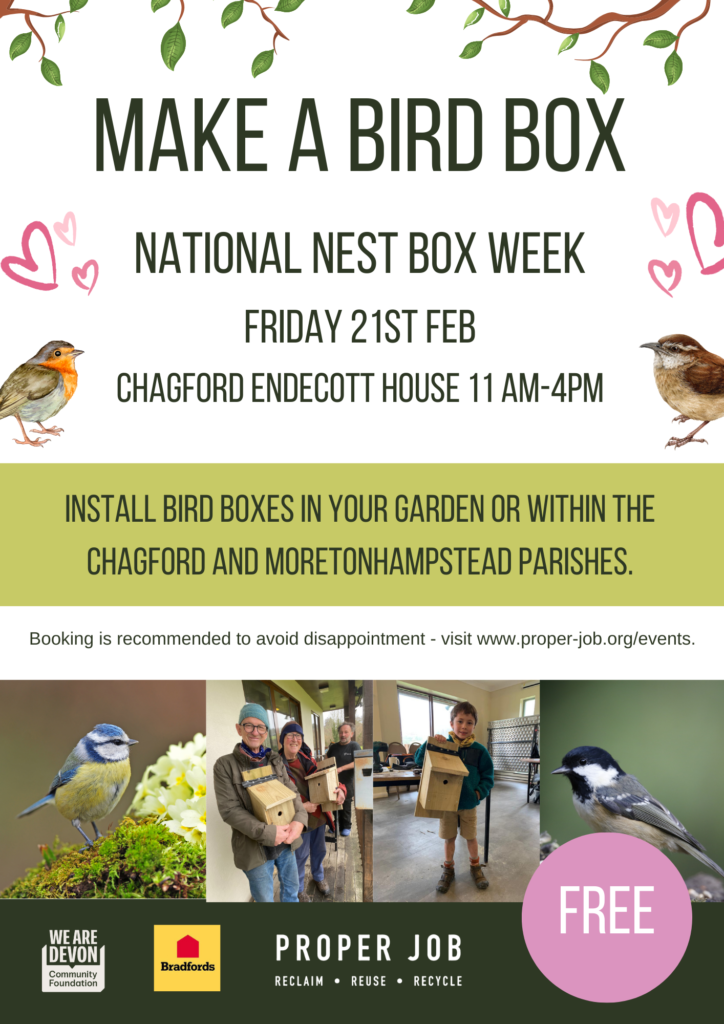 A poster for a bird box-making event